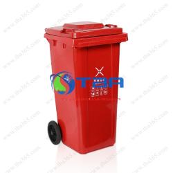 Thùng rác công nghiệp màu Đỏ 120L -Á CHÂU