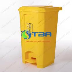 Thùng rác nhựa Á CHÂU cho nhà hàng 68L đạp chân màu Vàng