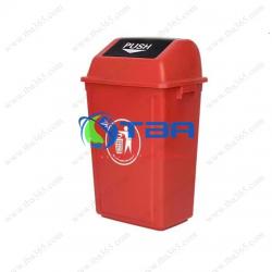 Thùng rác nhựa cao cấp 40L (45L) màu đỏ nắp bập bênh