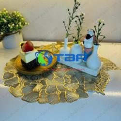 Tấm lót trang trí bàn ăn cao cấp Á Châu hoa văn Hoa Lá