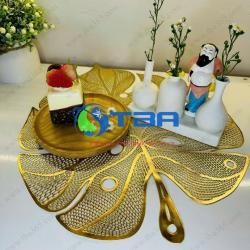 Tấm lót chén đĩa hình Chiếc lá trang trí bàn ăn gia đình, nhà hàng