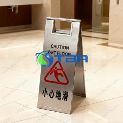 Bảng inox đặt sàn chữ A cảnh báo CHÚ Ý TRƠN TRƯỢT