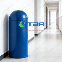 Thùng rác inox đặt sảnh trụ chóp Á Châu màu xanh