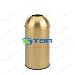 Thùng rác inox trụ tròn chóp inox mạ vàng cho nhà hàng, khách sạn