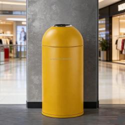 Thùng rác hành lang trụ chóp inox màu Vàng cao cấp