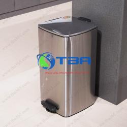 Thùng rác inox công sở 12L đạp chân vuông Á Châu