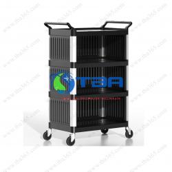 Xe đẩy phục vụ 4 tầng có bửng che cho nhà hàng khách sạn