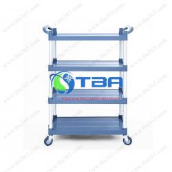 Xe phục vụ bàn ăn 04 tầng cỡ nhỏ màu xám xanh Cao cấp