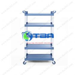 Xe đẩy nhựa màu xanh xám phục vụ bàn 05 tầng cỡ nhỏ Á Châu