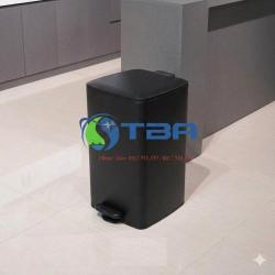 THùng rác inox đạp chân màu đen Á Châu 12L cao cấp
