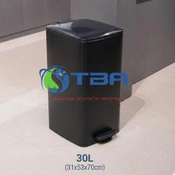 Thùng rác văn phòng 30L màu đen kiểu đạp chân cao cấp