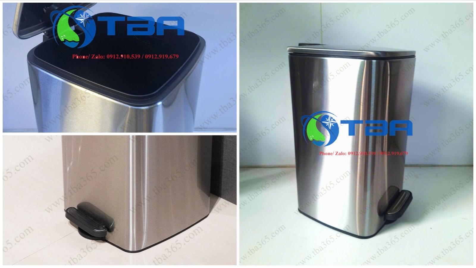 Thùng rác inox cao cấp 12L đạp chân Á Châu