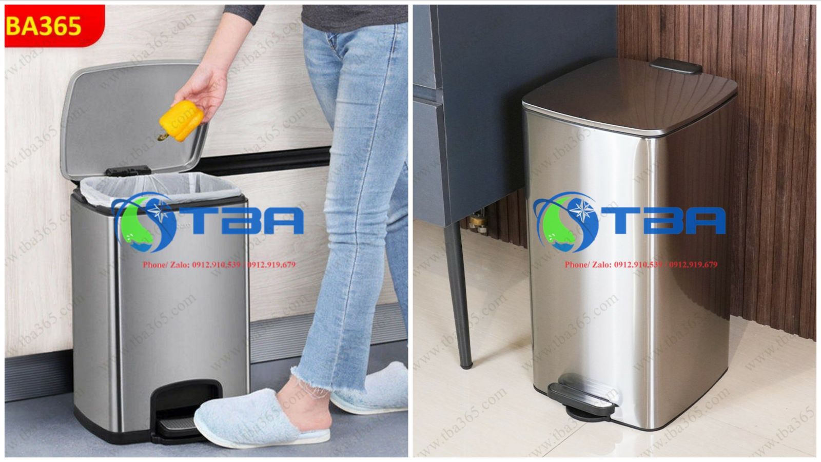 Thùng rác Á Châu 12L cho khu văn phòng cao cấp kiểu đạp chân