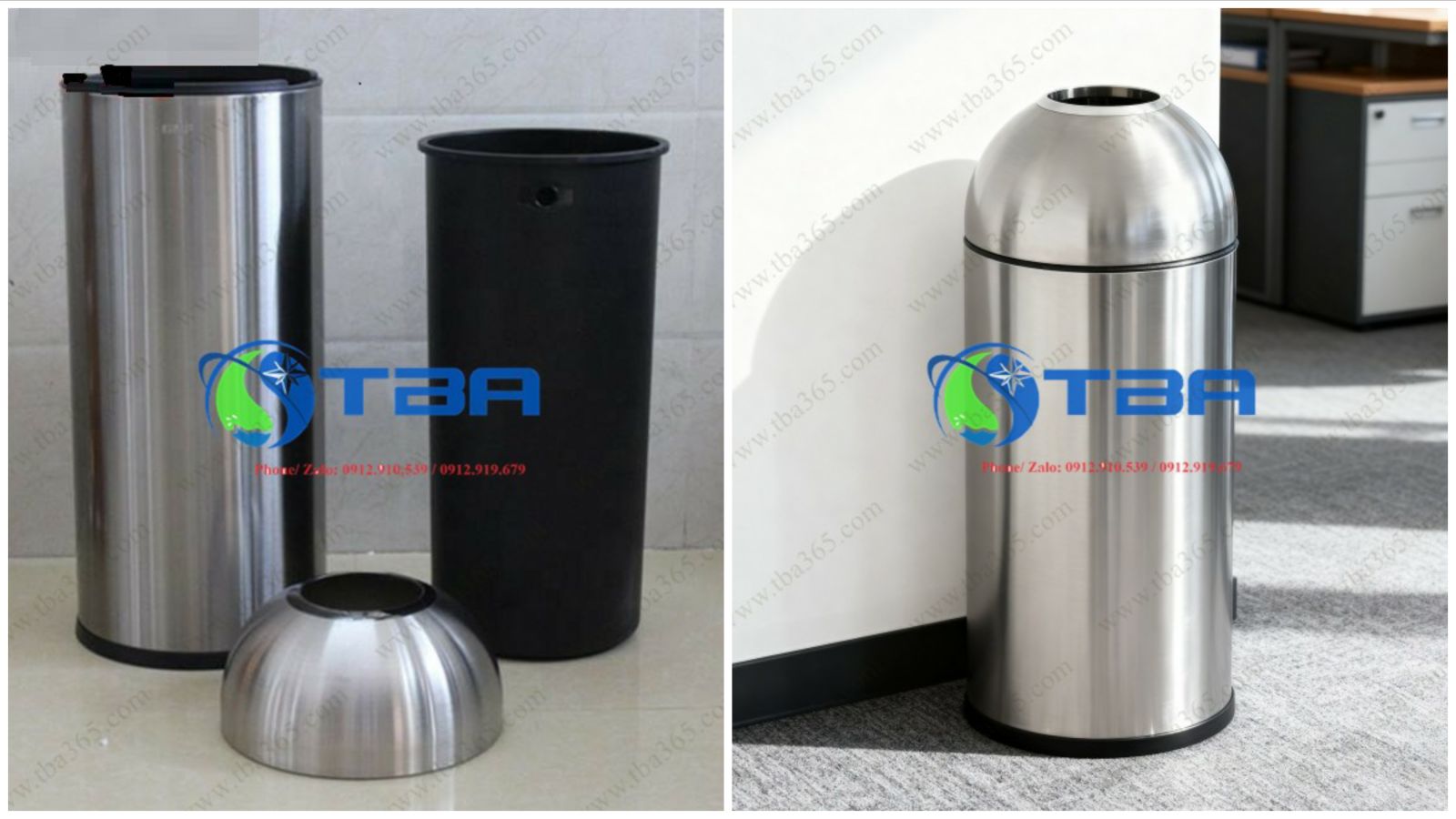 Thùng rác inox cao cấp Á Châu kiểu thân trụ chóp