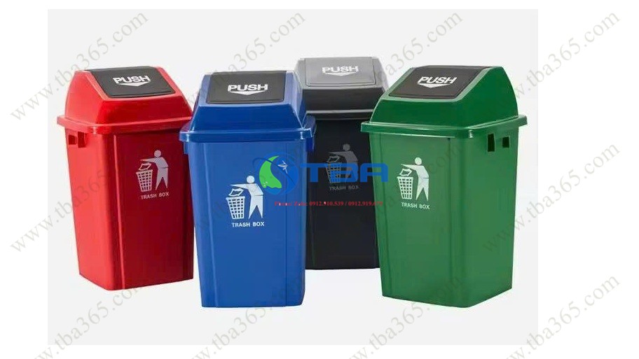 Thùng rác nhựa 60L nắp lật cao cấp Á Châu