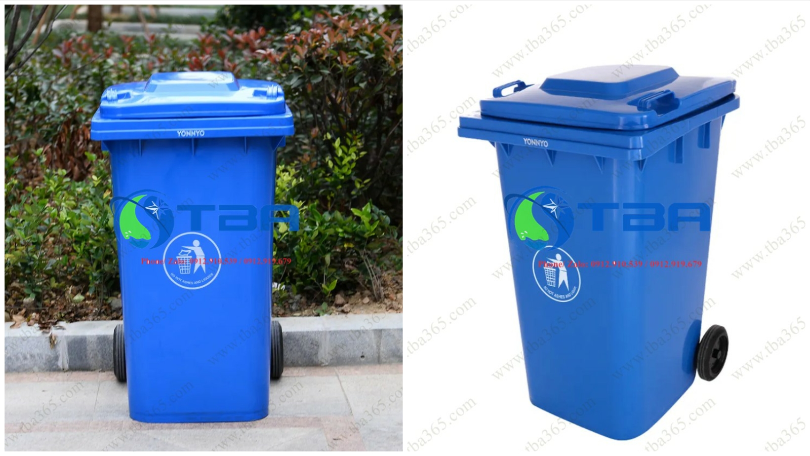 Thùng rác 240L xanh dương cao cấp Á CHÂU