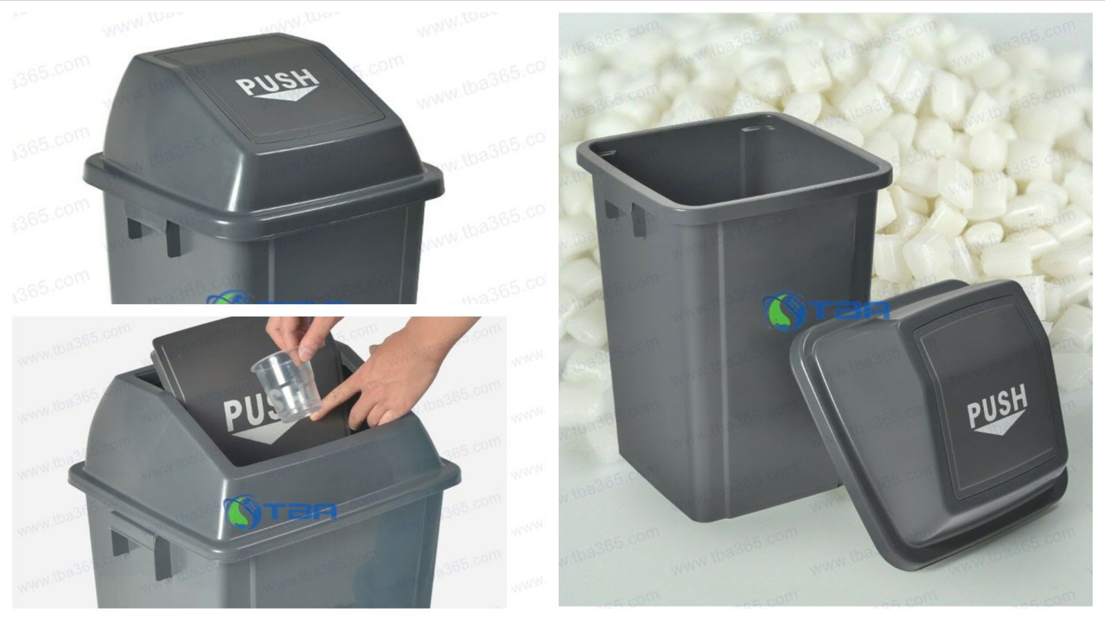 Thùng rác nhựa nắp lật 60L Á châu cho nhà hàng