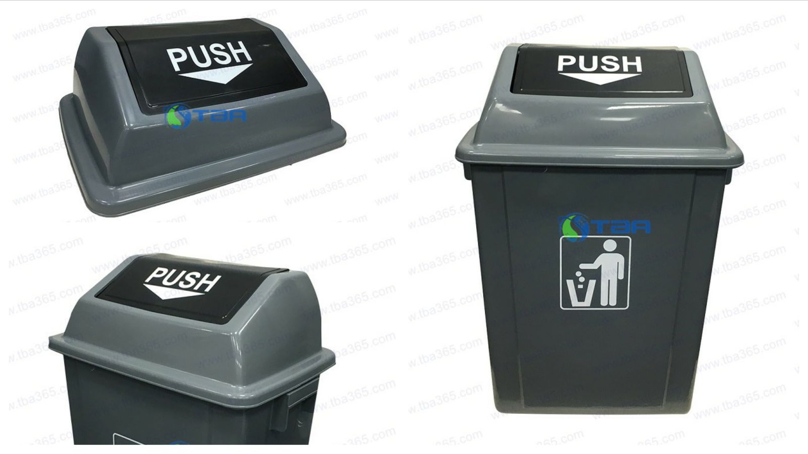 Thùng rác nhựa màu xám 25L- Á Châu chuyên dùng nhà hàng, khách sạn