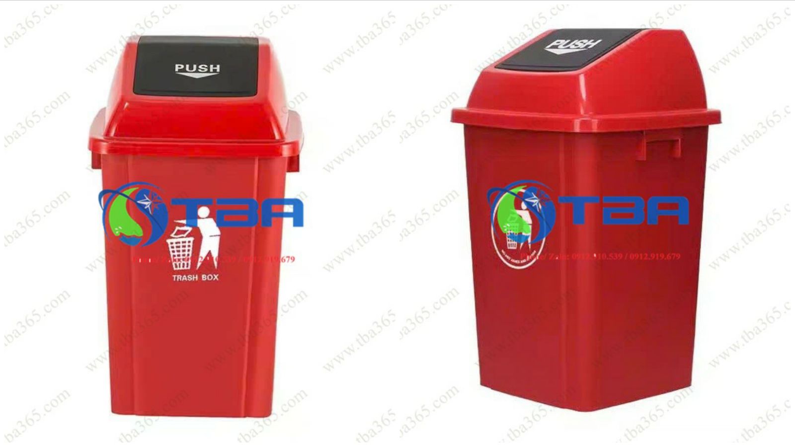 Thùng rác nhựa 100L màu đỏ cho nhà hàng, khách sạn