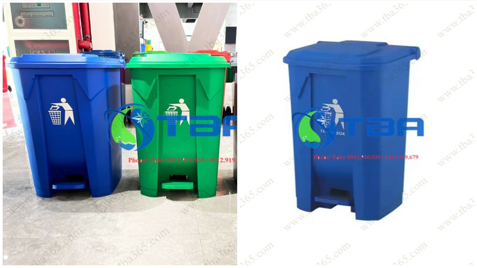 Thùng rác nhựa cao cấp màu xanh Da trời 45L