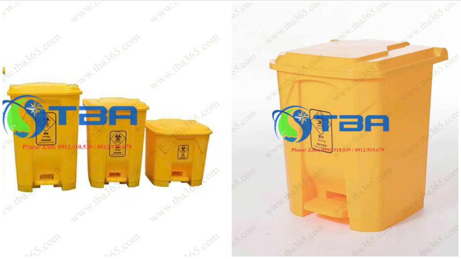 Thùng rác nhựa đạp chân 45L - màu vàng cho gia đình