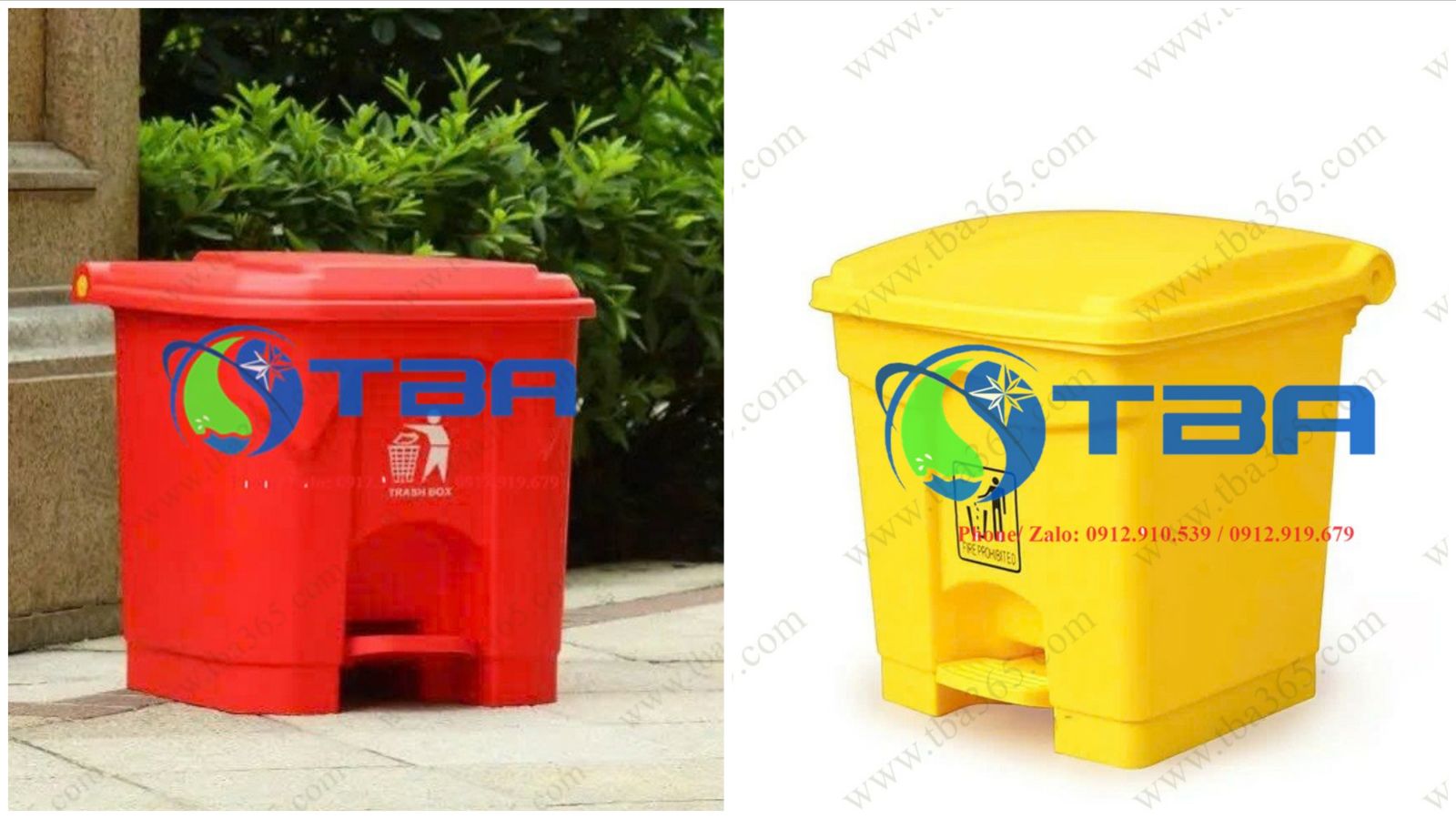 Thùng rác nhựa 30L đạp chân màu vàng cao cấp