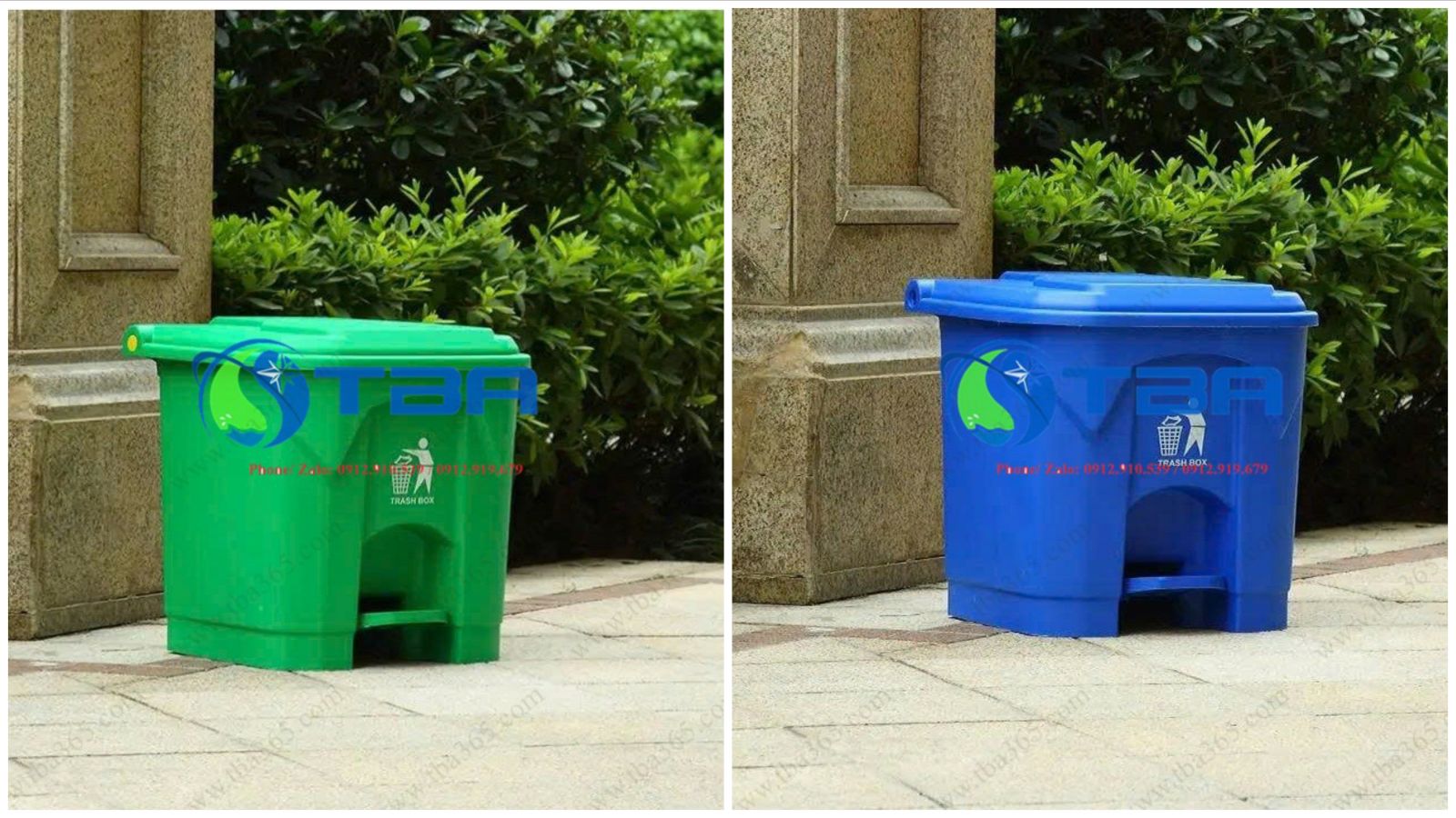 Thùng rác nhựa cao cấp cho nhà hàng, 30L đạp chân