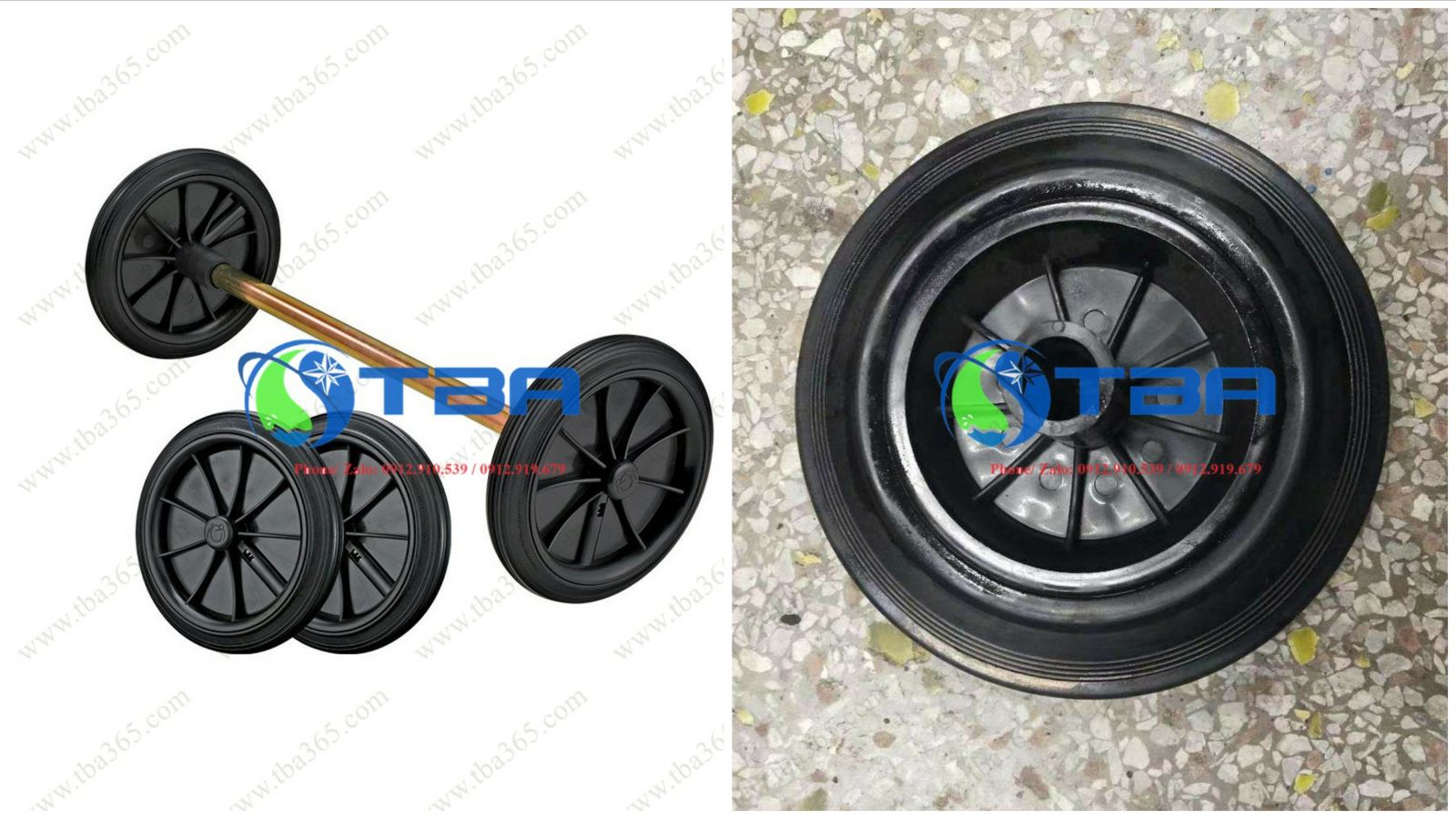 Bánh xe thay thế cho thùng rác nhựa công nghiepejk 120L