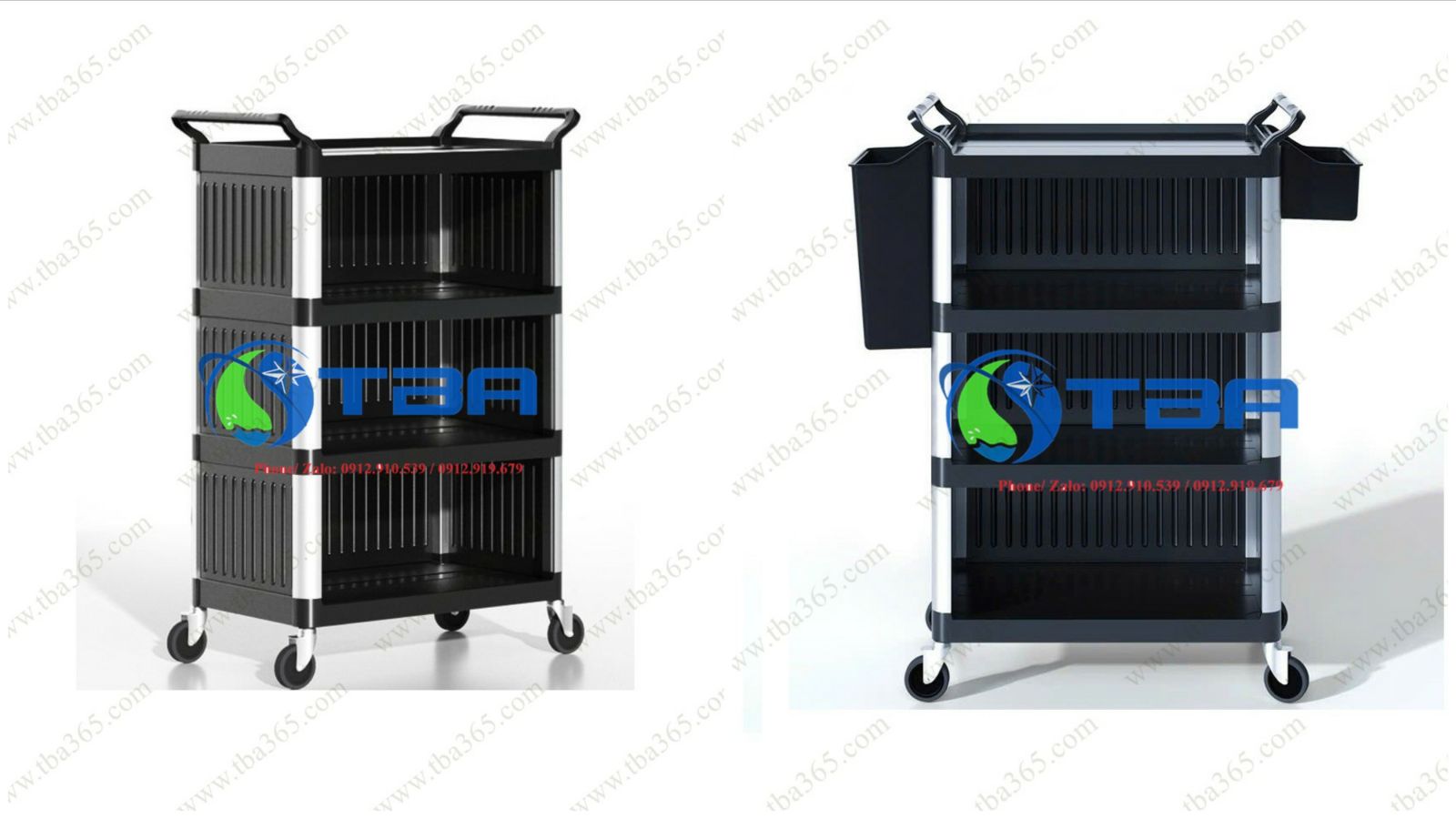 Xe đẩy phục vụ 04 tầng có bửng che cao cấp Á Châu