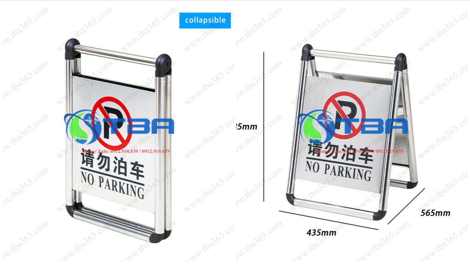 Bảng chữ inox chữ A gấp gọn với khớp nhựa cao cấp