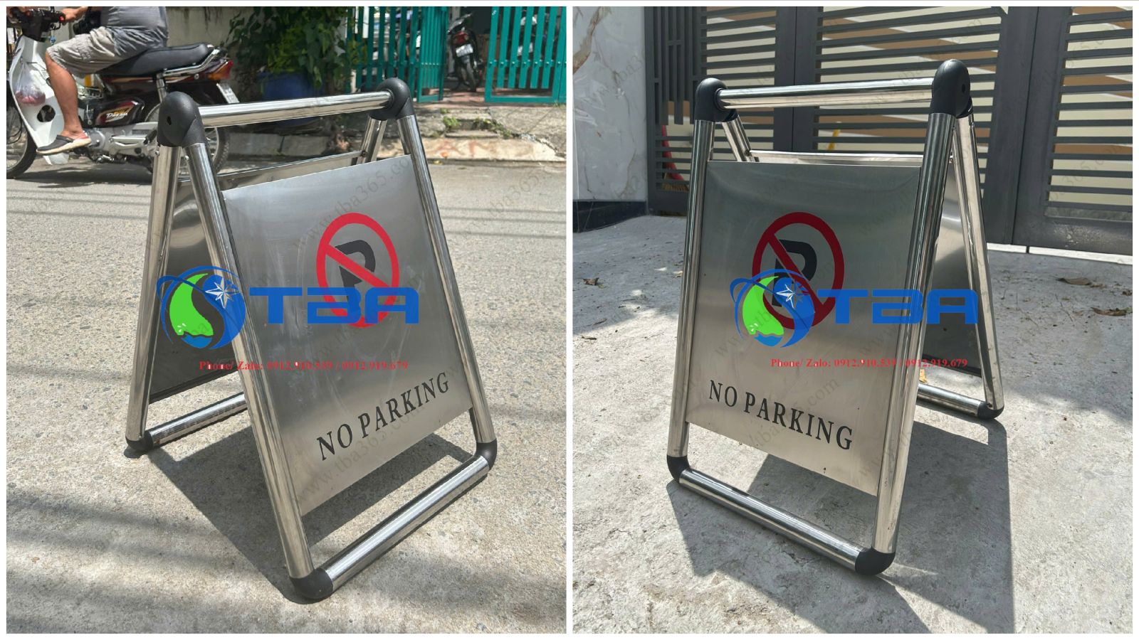 Bảng Inox đặt sàn thông báo kiểu chữ A- Á CHÂU