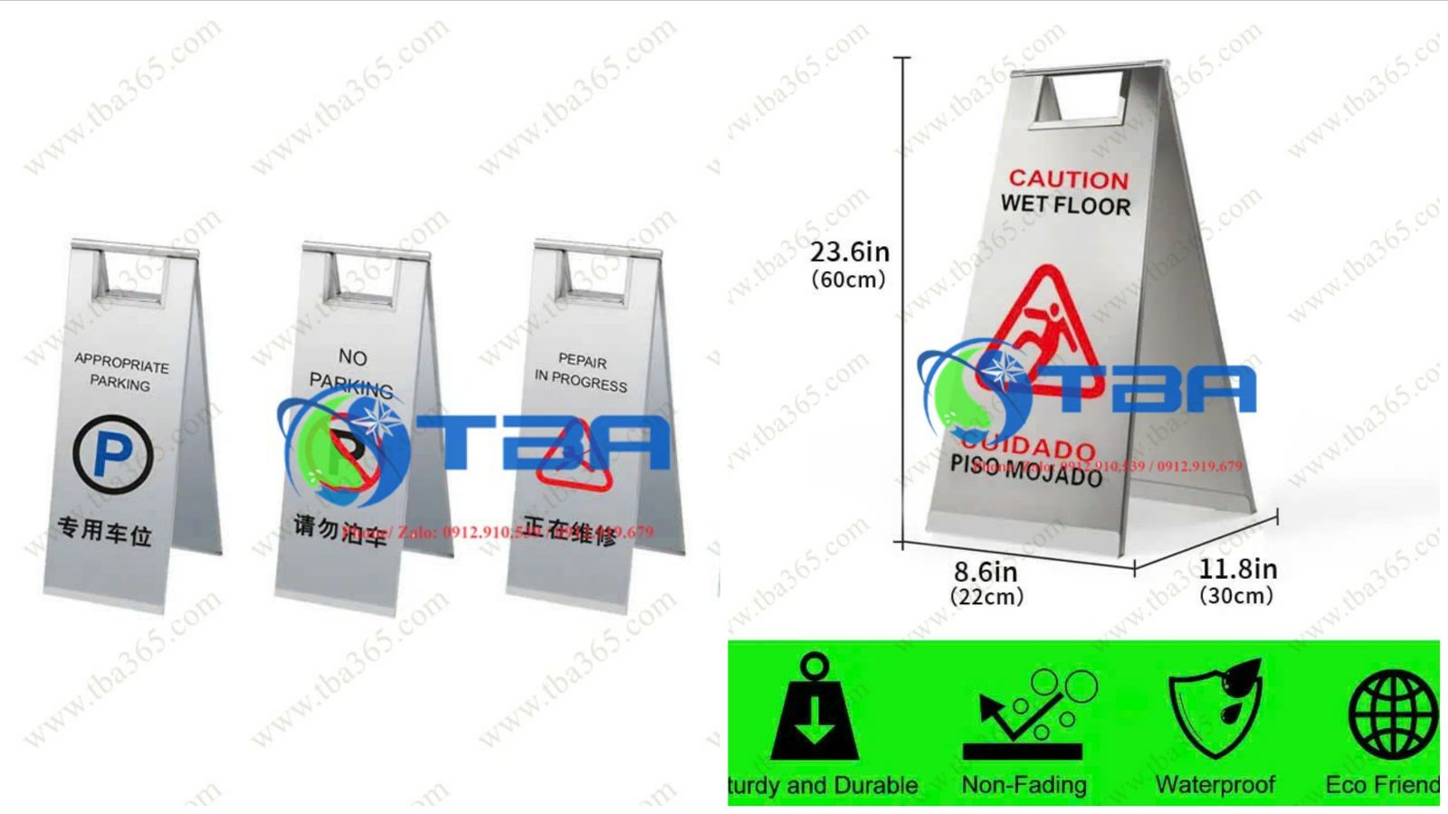 Bảng cảnh báo inox đặt sàn chữ A cao cấp Á CHÂU