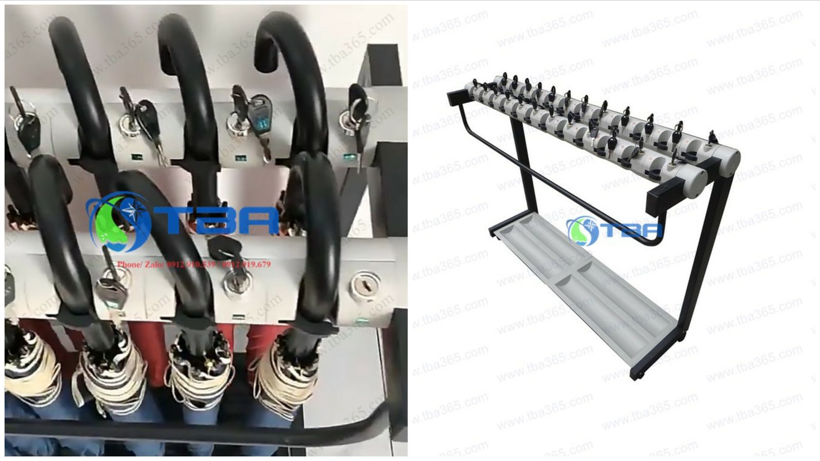 Giá để ô Dù 24 ô có khóa cao cấp Á CHÂU