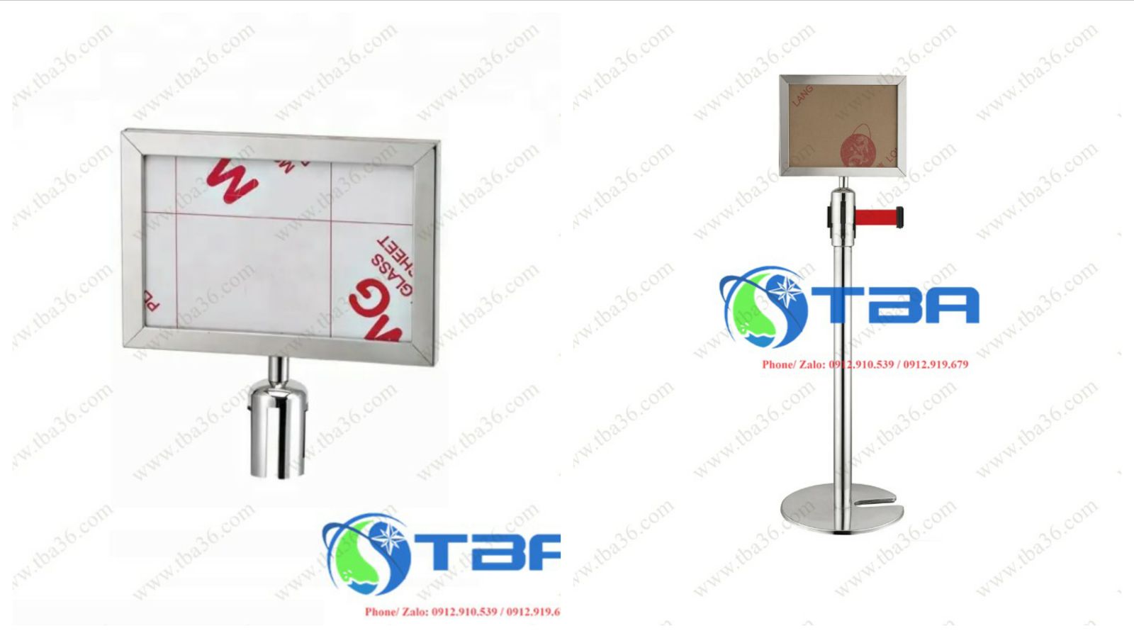 Bảng menu inox A4 cắm đầu trụ chắn cao cấp -Á CHÂU