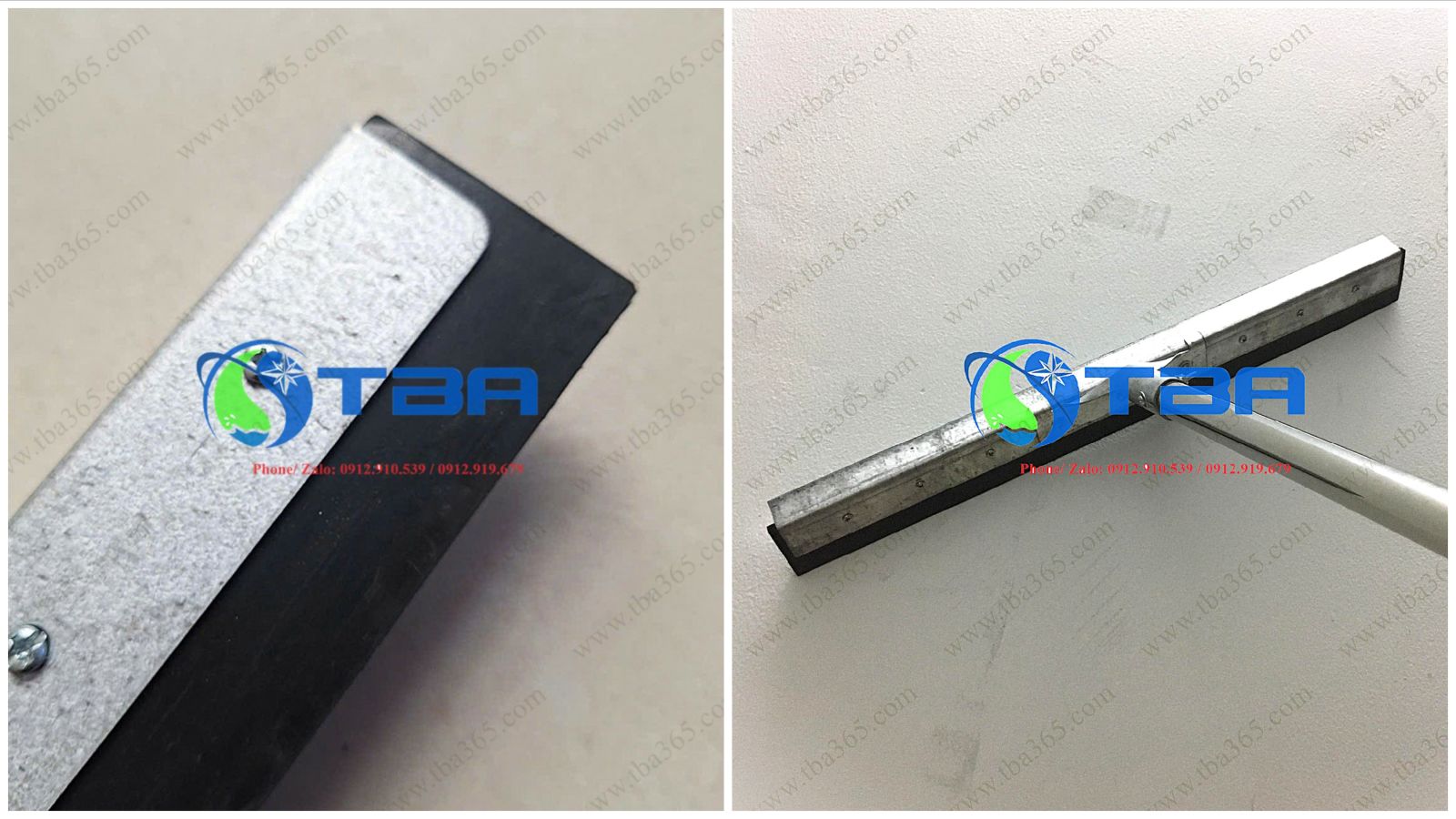 Gạt sàn inox đầu thép lưỡi kẹp cao su 40cm Á Châu