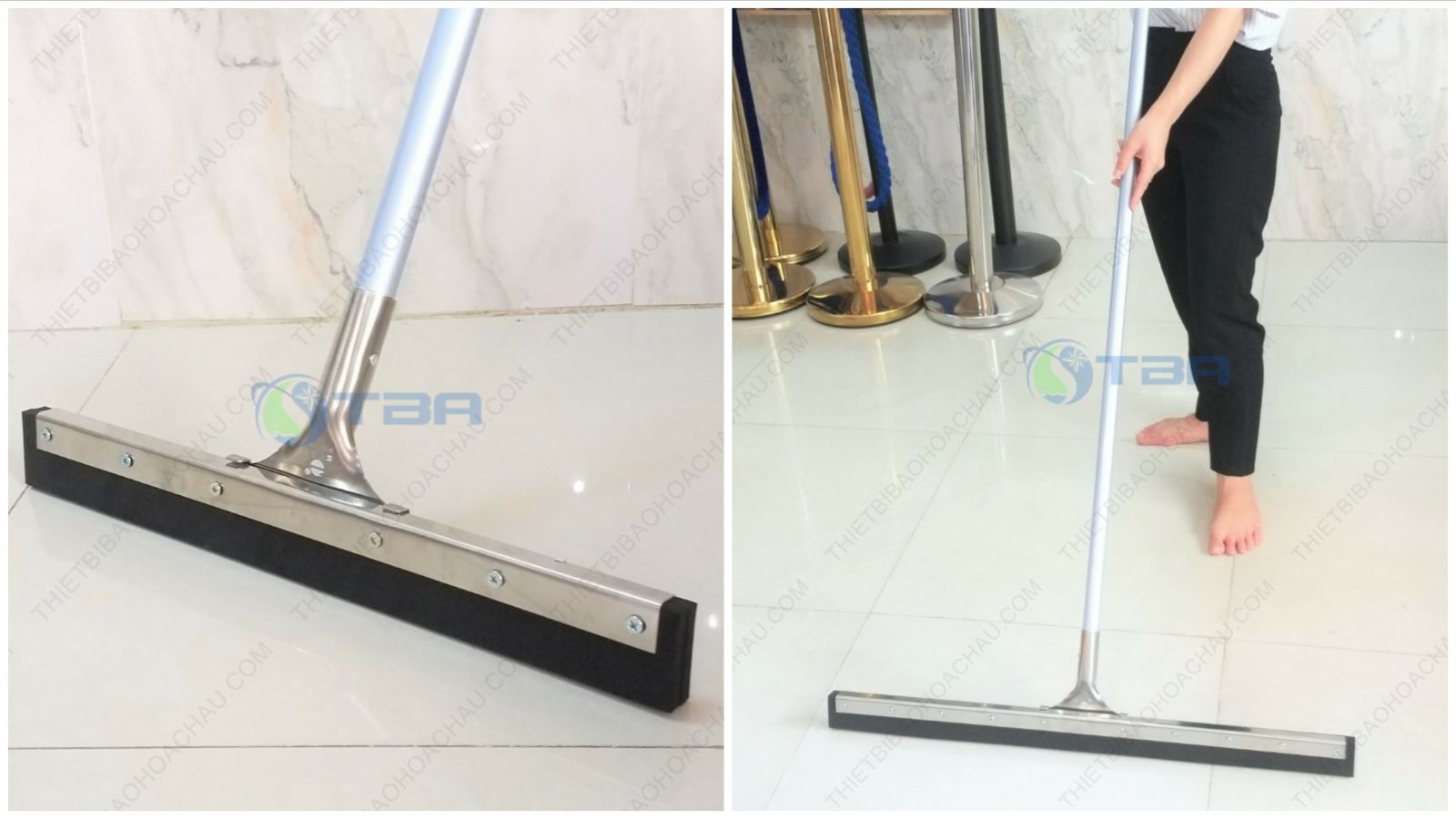 Cây gạt nước sàn thân nhôm, đầu inox cao cấp Á chau 75cm