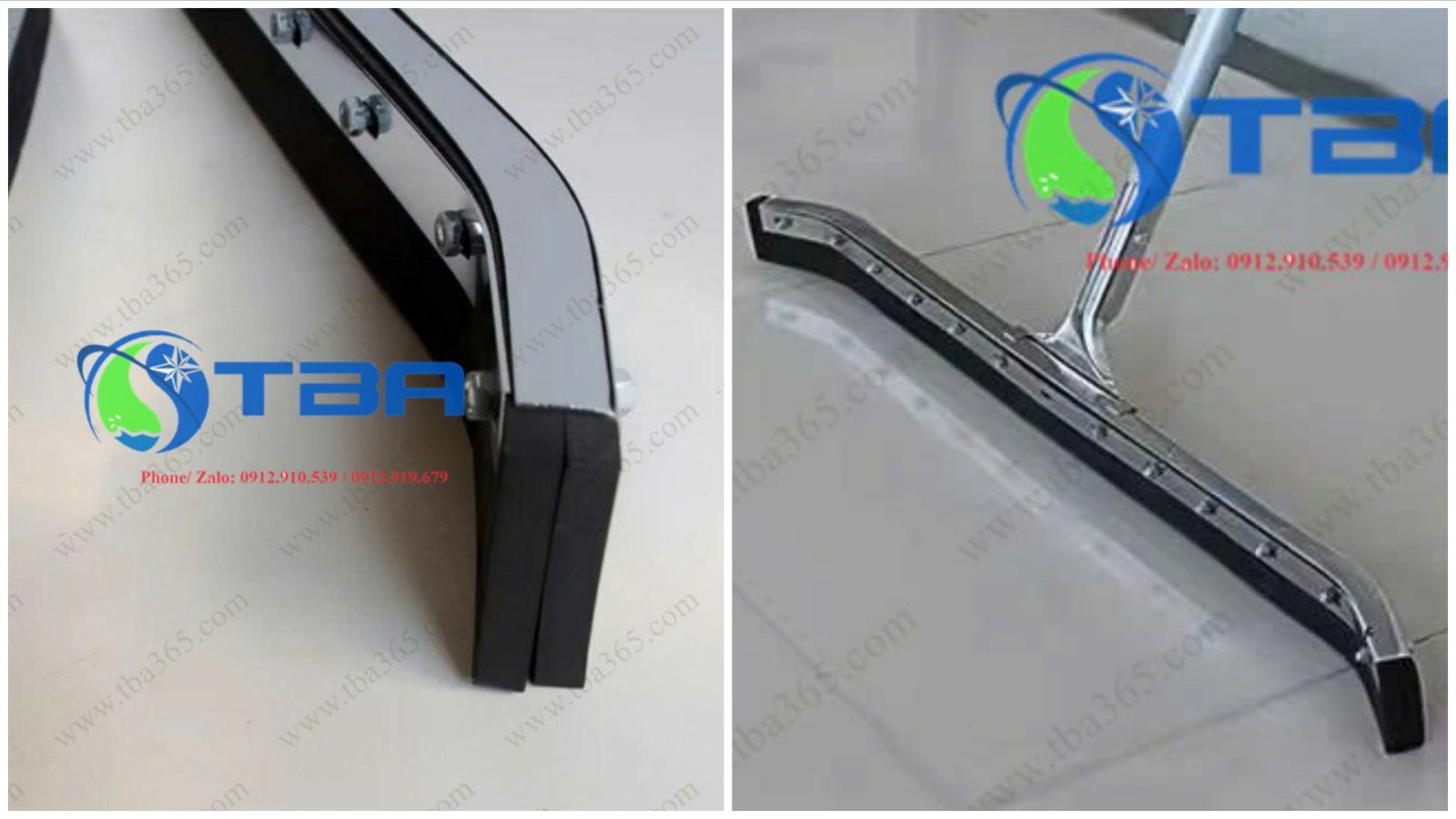 Gạt sàn inox đầu cong 75cm lưỡi cao su kép cao cấp
