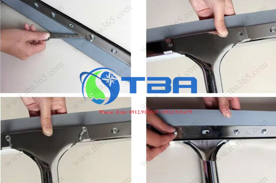 Lắp ráp sử dụng cây gạt nước sàn thân nhôm, đầu kẹp inox